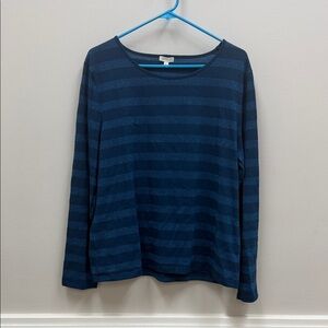Talbots Deep Blue w/Sparkle Stripes Long Sleeve Top Sz XL!